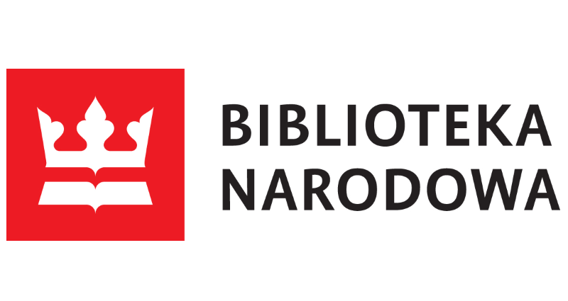 BIBLIOTEKA NARODOWA logo: biała korona na czerwonym tle